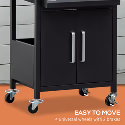 Outsunny 3 Burner Gas Grill Portable BBQ Trolley w/ 4 Wheels and Side Shelves - Additional view 5