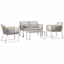 Outsunny 4 Pieces Rattan Garden Furniture Set for 4 Person, Grey - Additional view 8