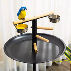 PawHut Metal Bird Table Play Stand, Bird Feeder Station with Wheels Feeding Bowl - Additional view 5