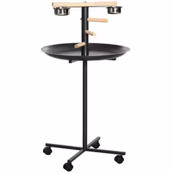 PawHut Metal Bird Table Play Stand, Bird Feeder Station with Wheels Feeding Bowl - Additional view 8