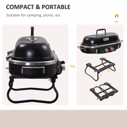 Outsunny Foldable 2 Burner Gas BBQ Grill w/ 2 Burners for Camping Picnic Cooking