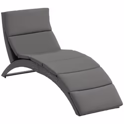Outsunny Garden Rattan Sun Lounger Foldable Patio Chaise Chair Grey - Additional view 8