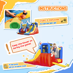 Outsunny Kids Bouncy Castle with Slide Pool Trampoline Climbing Wall w/ Blower - Additional view 5