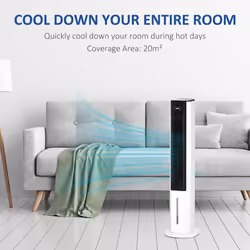 HOMCOM Quiet Air Cooler Humidifier Evaporative Ice Cooling Fan White