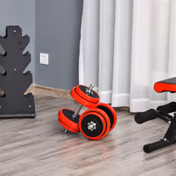 HOMCOM 20KGS Dumbbell & Barbell  Adjustable Ergonomic Set Exercise in Home Gym