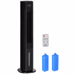 HOMCOM Quiet Air Cooler, Humidifier Evaporative Ice Cooling Fan Bedroom, Black