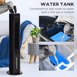 HOMCOM Quiet Air Cooler, Humidifier Evaporative Ice Cooling Fan Bedroom, Black