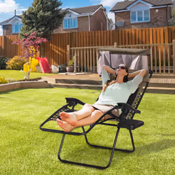 Outsunny Zero Gravity Lounger Chair, Folding Reclining Chair, Brown