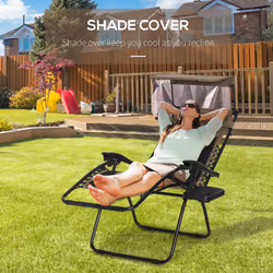 Outsunny Zero Gravity Lounger Chair, Folding Reclining Chair, Brown - Additional view 4