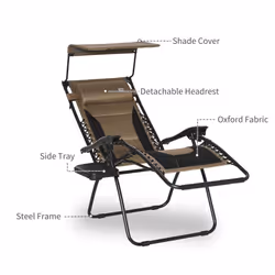 Outsunny Zero Gravity Lounger Chair, Folding Reclining Chair, Brown - Additional view 6