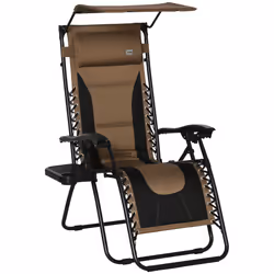 Outsunny Zero Gravity Lounger Chair, Folding Reclining Chair, Brown - Additional view 8