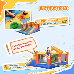 Outsunny Kids Bouncy Castle with Double Slides Pool Trampoline with Blower - Additional view 4