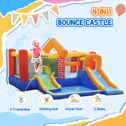 Outsunny Kids Bouncy Castle with Double Slides Pool Trampoline with Blower - Additional view 6