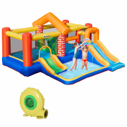 Outsunny Kids Bouncy Castle with Double Slides Pool Trampoline with Blower - Additional view 8