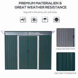 Outsunny Garden Shed Outdoor Storage Tool Organizer w/ Double Sliding Door - Additional view 4