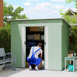 Outsunny 7 x 4ft Outdoor Garden Storage Shed for Backyard Patio Light Green