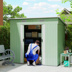 Outsunny 7 x 4ft Outdoor Garden Storage Shed for Backyard Patio Light Green