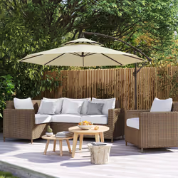 Outsunny 2.7m Cantilever Banana Parasol Outdoor Sun Shade w/ Crank, Beige