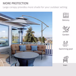 Outsunny 2.7m Cantilever Banana Parasol Outdoor Sun Shade w/ Crank, Dark Grey - Additional view 5