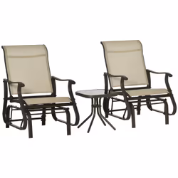 Outsunny 3PCS Outdoor Gliding Chairs w/ Table Set Patio Garden