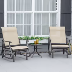 Outsunny 3PCS Outdoor Gliding Chairs w/ Table Set Patio Garden