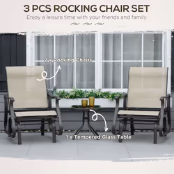 Outsunny 3PCS Outdoor Gliding Chairs w/ Table Set Patio Garden