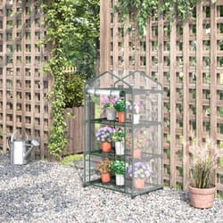 Outsunny 3 Tier Mini Greenhouse Grow House w/ Roll Up Door, Clear