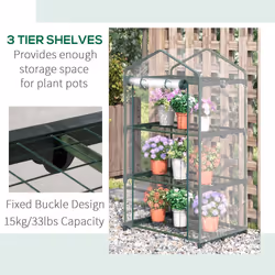 Outsunny 3 Tier Mini Greenhouse Grow House w/ Roll Up Door, Clear