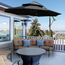 Outsunny 2.7m Cantilever Banana Parasol Outdoor Sun Shade w/ Crank, Black