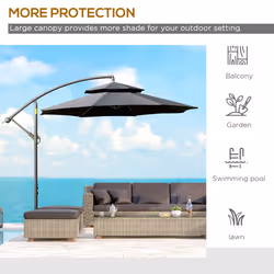 Outsunny 2.7m Cantilever Banana Parasol Outdoor Sun Shade w/ Crank, Black - Additional view 5