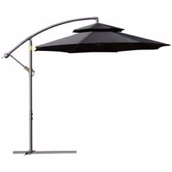 Outsunny 2.7m Cantilever Banana Parasol Outdoor Sun Shade w/ Crank, Black - Additional view 8