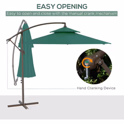 Outsunny 2.7m Cantilever Banana Parasol Outdoor Sun Shade w/ Crank, Green