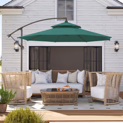 Outsunny 2.7m Cantilever Banana Parasol Outdoor Sun Shade w/ Crank, Green - Additional view 6