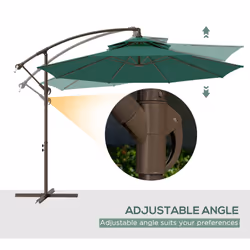 Outsunny 2.7m Cantilever Banana Parasol Outdoor Sun Shade w/ Crank, Green - Additional view 8