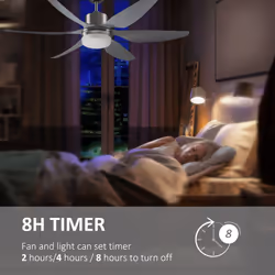 HOMCOM Reversible Ceiling Fan w/ Light, 6 Blades Indoor LED Lighting Fan, Silver - Additional view 8