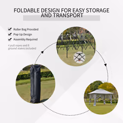 Outsunny 3.6 x 3.6m Pop-up Tent Gazebo Instant Canopy Steel w/ Bag