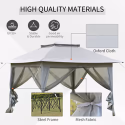 Outsunny 3.6 x 3.6m Pop-up Tent Gazebo Instant Canopy Steel w/ Bag