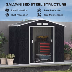 Outsunny 7 x 4ft Garden Shed Storage with Foundation Kit and Vents, Dark Grey - Additional view 5