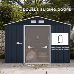 Outsunny 9 x 6FT Galvanised Garden Storage Shed with Sliding Door, Dark Grey - Additional view 5