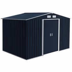 Outsunny 9 x 6FT Galvanised Garden Storage Shed with Sliding Door, Dark Grey - Additional view 8
