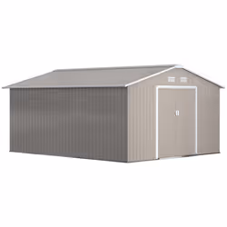 Outsunny 13 x 11ft Garden Shed Storage with Foundation Kit & Vents Light Grey - Additional view 8