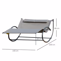 2-Person Outsunny Grey Metal Texteline Hammock Chair