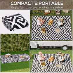 Outsunny 152x243cm Reversible Outdoor Rug Portable Plastic Straw RV Camping Mat