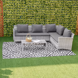 Outsunny 182x274cm Reversible Outdoor Rug Portable Plastic Straw RV Camping Mat