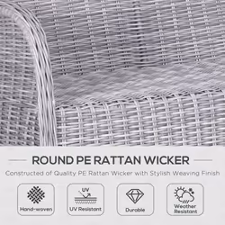 Outsunny 4 PCs Outdoor Rattan Sofa Set, Wicker Sectional Sofa Set Mixed Grey