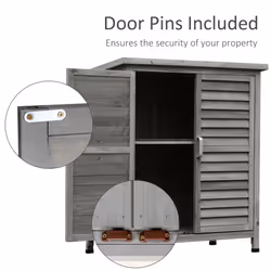 Outsunny Garden Storage Shed Solid Fir Wood Garage Organisation w/ Doors Grey - Additional view 4