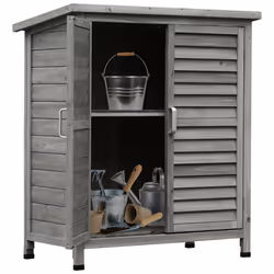 Outsunny Garden Storage Shed Solid Fir Wood Garage Organisation w/ Doors Grey - Additional view 8