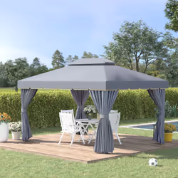 Outsunny 3x4m 2-Tier Gazebo Aluminium Garden Marquee Party Tent Grey