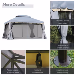Outsunny 3x4m 2-Tier Gazebo Aluminium Garden Marquee Party Tent Grey