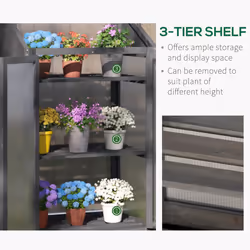 Outsunny Wooden Greenhouse Cold Frame Grow House w/ Double Door for Flower Grey